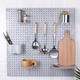 thumbnail image 4 of Estante de almacenamiento de plástico para pared con tablero sin perforaciones, estante de almacenamiento para cocina, baño, multiusos, 4 of 6