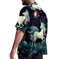 thumbnail image 3 of Starry Unicorn Men's Short Sleeve Poplin Button Down Shirts - Casual Printed Summer Beach Tops for Men, 3 of 6