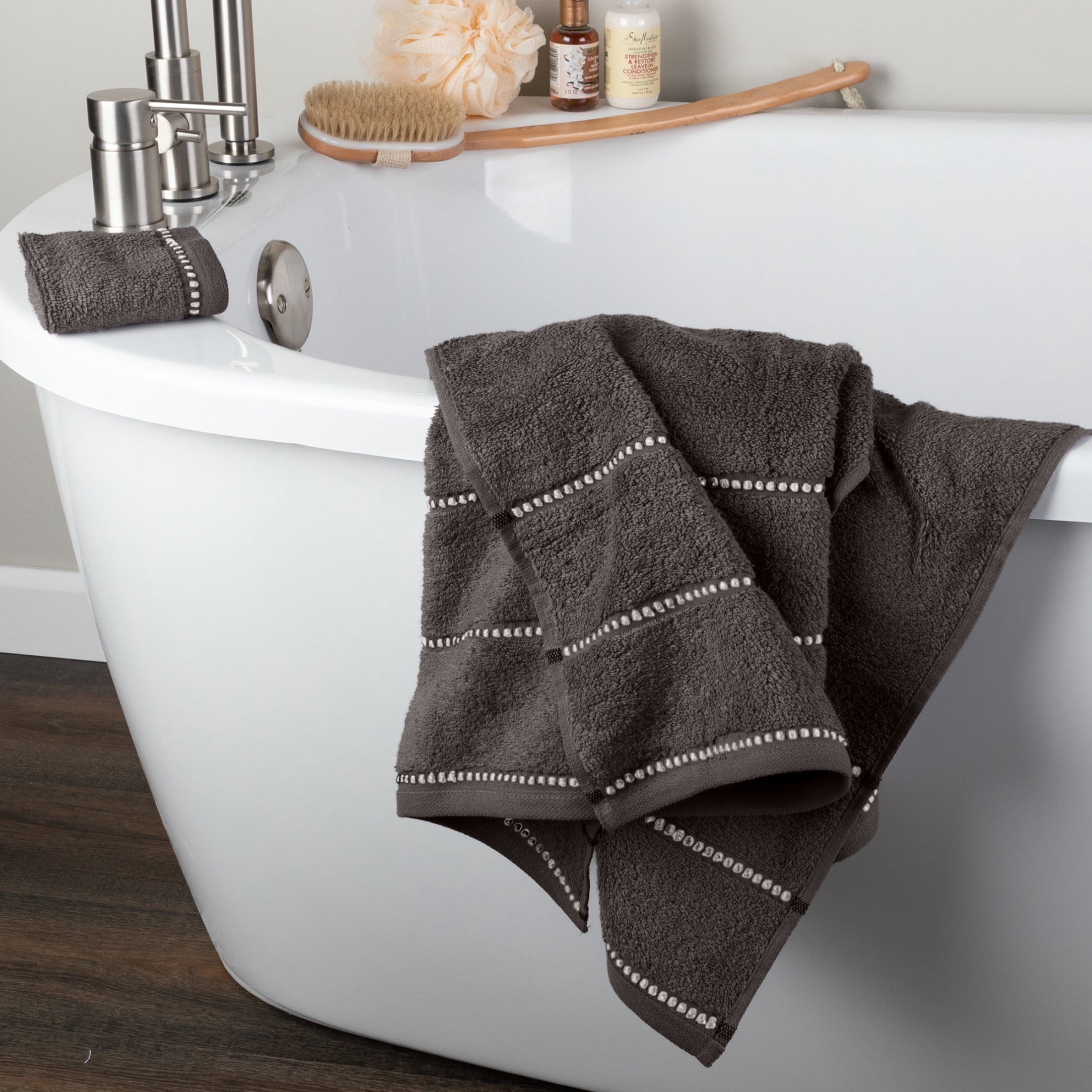 Lavish Home 6-Piece Quick Dry Bath Towels Set - 100% Cotton Towel Set for Bath, Gym, and Spa (Charcoal)