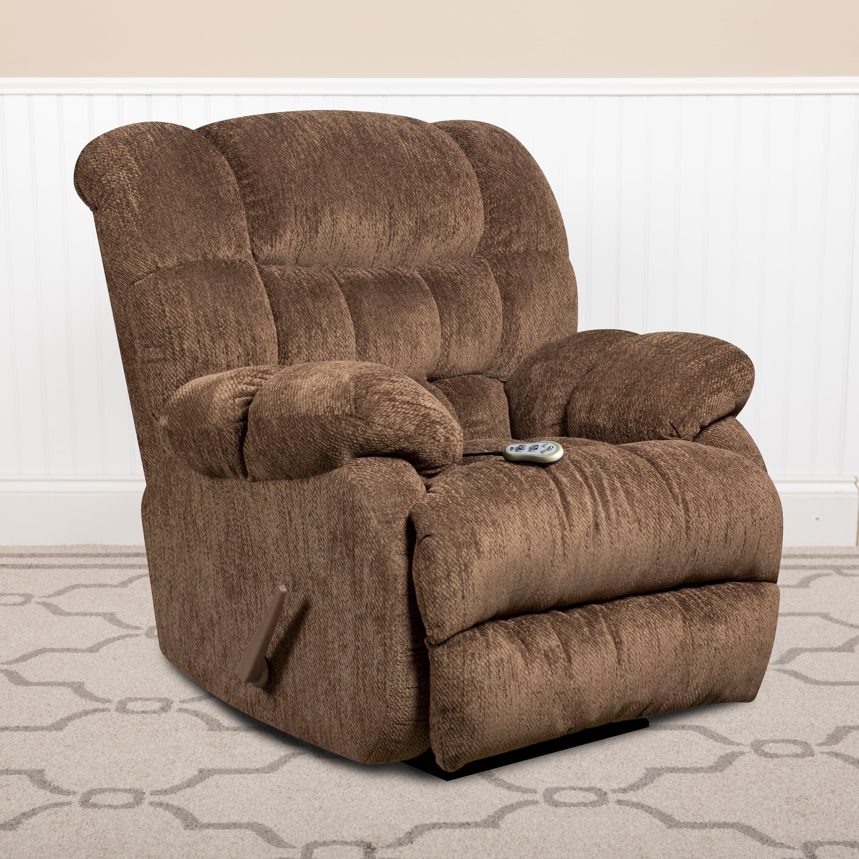 Flash Furniture Massaging Columbia Indigo Microfiber Rocker Recliner with Heat Control, Multiple
