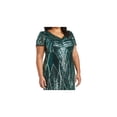 thumbnail image 3 of R&M RICHARDS Womens Green Sequined Zippered Short Sleeve V Neck Full-Length Evening Mermaid Dress Plus 18W, 3 of 4