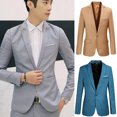 thumbnail image 2 of CAROOTU Spring Autumn Men Blazer Long Sleeve Solid Color Slim Casual Thin Suit Jacket Plus Size, 2 of 7