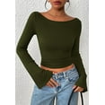 thumbnail image 6 of PRETTYGARDEN Women's Long Sleeve Shirts Fall Going Out Tops Casual Boat Neck Bell Sleeve Ribbed Ruched Knit Blouse, 6 of 9
