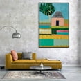 thumbnail image 3 of IDEA4WALL Framed Canvas Wall Art Minimalist Abstract House and Tree Painting Prints for Modern Home Decoration Ready to Hang - 24x36 inches, 3 of 4