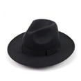 thumbnail image 1 of Sombrero Fedora de lana estructurado unisex clásico para hombres y mujeres (negro), 1 of 5