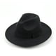 thumbnail image 1 of Sombrero Fedora de lana estructurado unisex clásico para hombres y mujeres (negro), 1 of 5