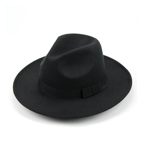 Sombrero Fedora de lana estructurado unisex clásico para hombres y mujeres (negro)