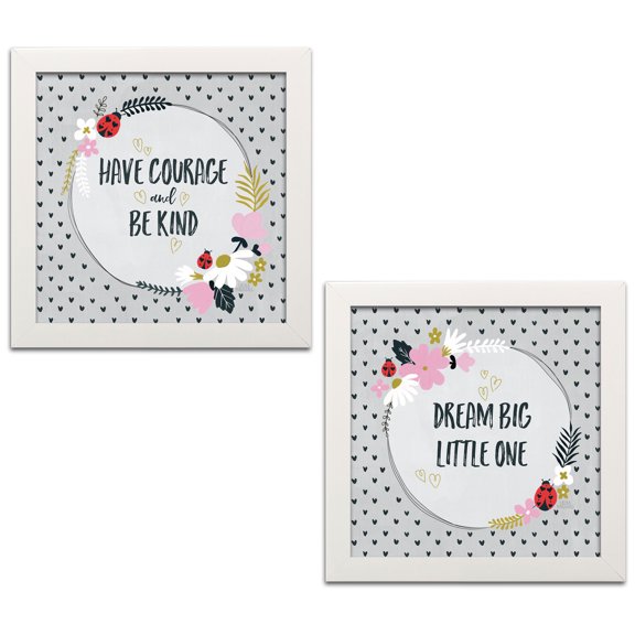 Gango Home Decor Shabby-Chic Lovebug III & IV by Laura Marshall (Ready to Hang); Two 12x12in White Framed Prints