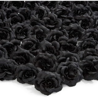 JOHOUSE 30pcs Black Roses, Flowers Faux Roses Single Stem Fake