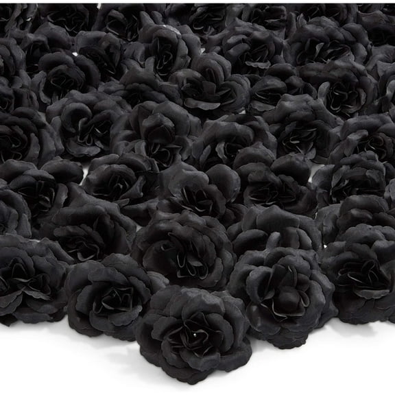 Bright Creations Black Artificial Roses Bulk - 3-Inch Stemless Foam Roses 50 Pack for Crafts & Home Decor