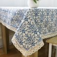thumbnail image 3 of Yesfashion Retro Blue and White Porcelain Tablecloth with Lace Cotton Linen Table Cover for Dinning Home Decor, 3 of 9