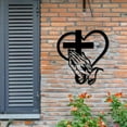 thumbnail image 4 of Elegant Metal Christian Heart & Cross Wall Art, 12in Praying Hands Design Cross Wall Sculptures, Decorative Iron Sculpture for Indoor/Outdoor, Perfect for Living Room, Patio, Office(2PCS), 4 of 7