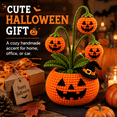 thumbnail image 6 of Crochet Halloween Potted Plant, Handmade Yarn Pumpkin Ghost Decor, 7.87 Inch Spooky Fall Tabletop Decoration for Desk, Shelf, Office, Bedroom and Home, 6 of 7