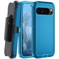 thumbnail image 1 of KOMI for Google Pixel 8A Case, with HD Tempered Glass Screen Protector, Heavy Duty Shockproof Drop Protective Rugged Tough Durable Phone Cover with Belt Clip-Lake Blue/Sky Blue, 1 of 5