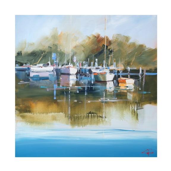 Canvas Wall Art - Craig Trewin Penny 'Still Moorings, Metung' Wall Art for Living Room, Bedroom, or Office Décor by Trademark Fine Art - 14 x 14 Inches
