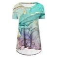 thumbnail image 5 of CEHVOM Blouse d'Été pour Femmes Col Rond Ample Manches Courtes Imprimé Décontracté Liquidation, 5 of 5