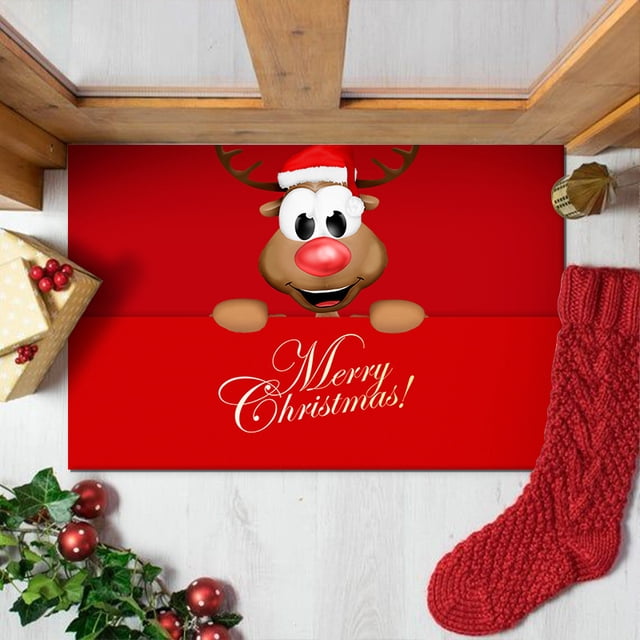 Alfombra de Papá Noel, alfombra decorativa navideña, alfombra absorbente para baño, alfombra absorbente para puerta de entrada