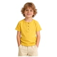 thumbnail image 1 of Nwiuh Toddler Short Sleeve Henley Shirt Boys Ribbed T-Shirt (Gold, 1-2 Years), 1 of 6