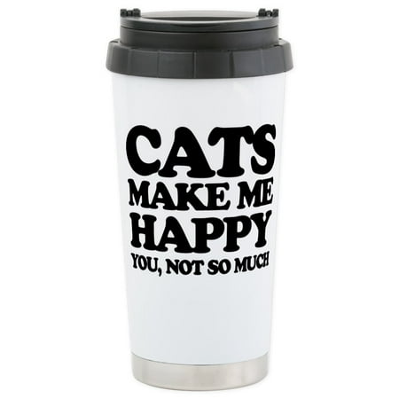 CafePress - Cats Make Me Happy Travel Mug - Stainless Steel Travel Mug, Insulated 16 oz. Coffee (Best Way To Make Coffee Camping)