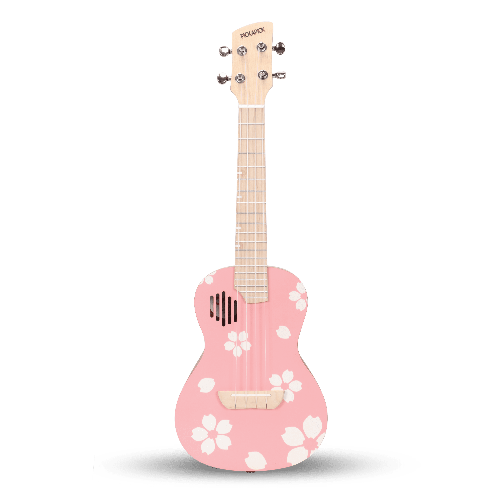 PICKAPICK Concert Ukulele UC23 ,23 Inch Solid Top Spruce Ukulele with Gig Bag, Strap & Heart Pick, Easy to Play for Beginners (Pink Sakura)