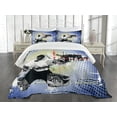 thumbnail image 3 of Ambesonne Hockey Quilted Bedspread Set 3 Pcs, Player Snow Cityscape, Queen Size, Multicolor, 3 of 5