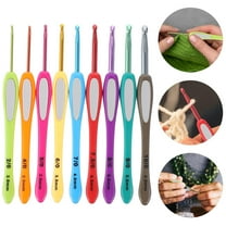 CRILSTYLEO 9-Piece Assorted Color Aluminum Crochet Hook Set with Plastic Handles for Knitting, Weaving, and Crafts