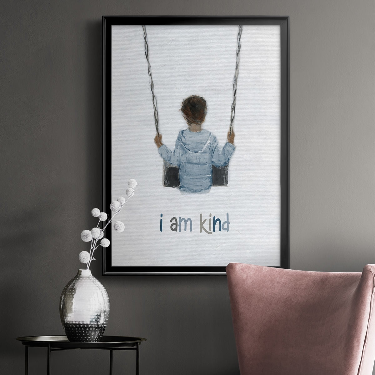 Boy on a Swing Premium Framed Print - Ready to Hang