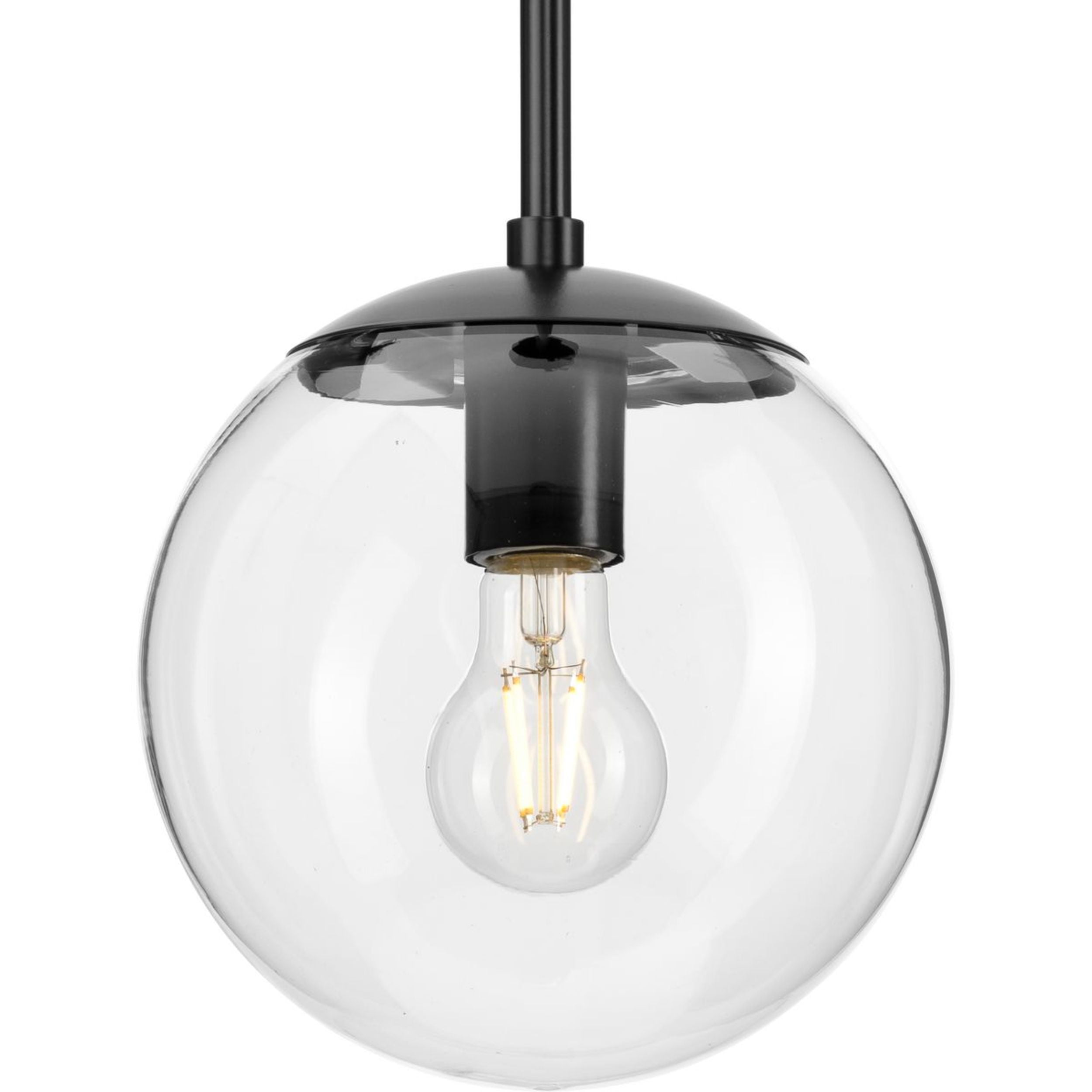 (2 pack) Avec Merrit Collection Modern Matte Black Pendant Light with Clear Glass Globe