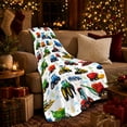 thumbnail image 3 of Cartoon Tractors with Combines and Hay Bales, Cheerful Farm Style for Tractor Lovers, Cozy Harvest Scene, Flannel Blanket for Kids Room and Playroom, Birthday Gift and Farm Home Decor, 3 of 9