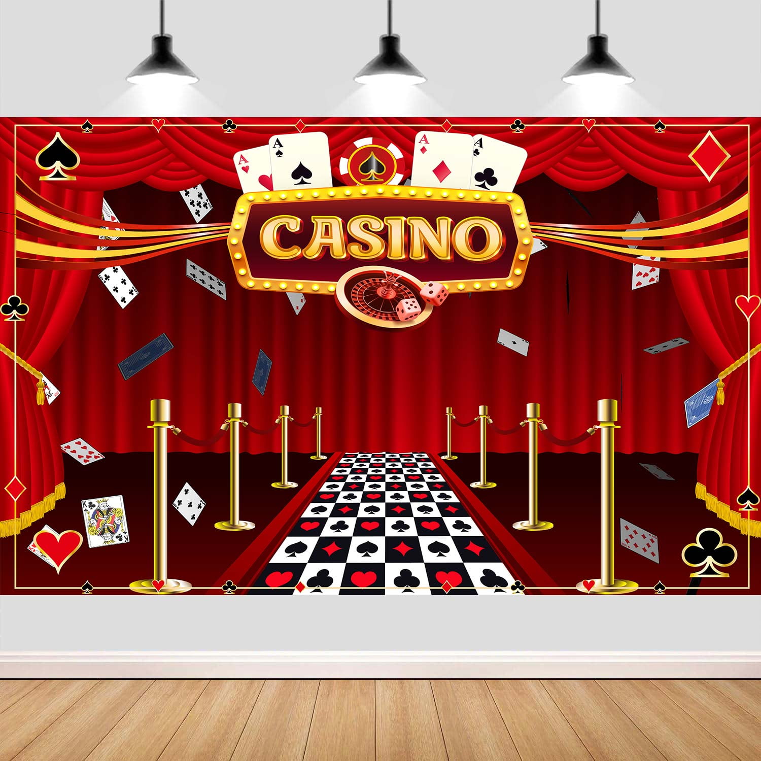 Casino-Hintergrund Für Fotos – 2,2 M Rund Mit Happy Birthday & Las Vegas Motiven – Perfekt Für Mottopartys