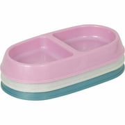 Petmate Plastic Oval 7 Oz. Small Double Bowl Pet Food Dish 23047 Pack of 12 23047 836435 Bundle 12