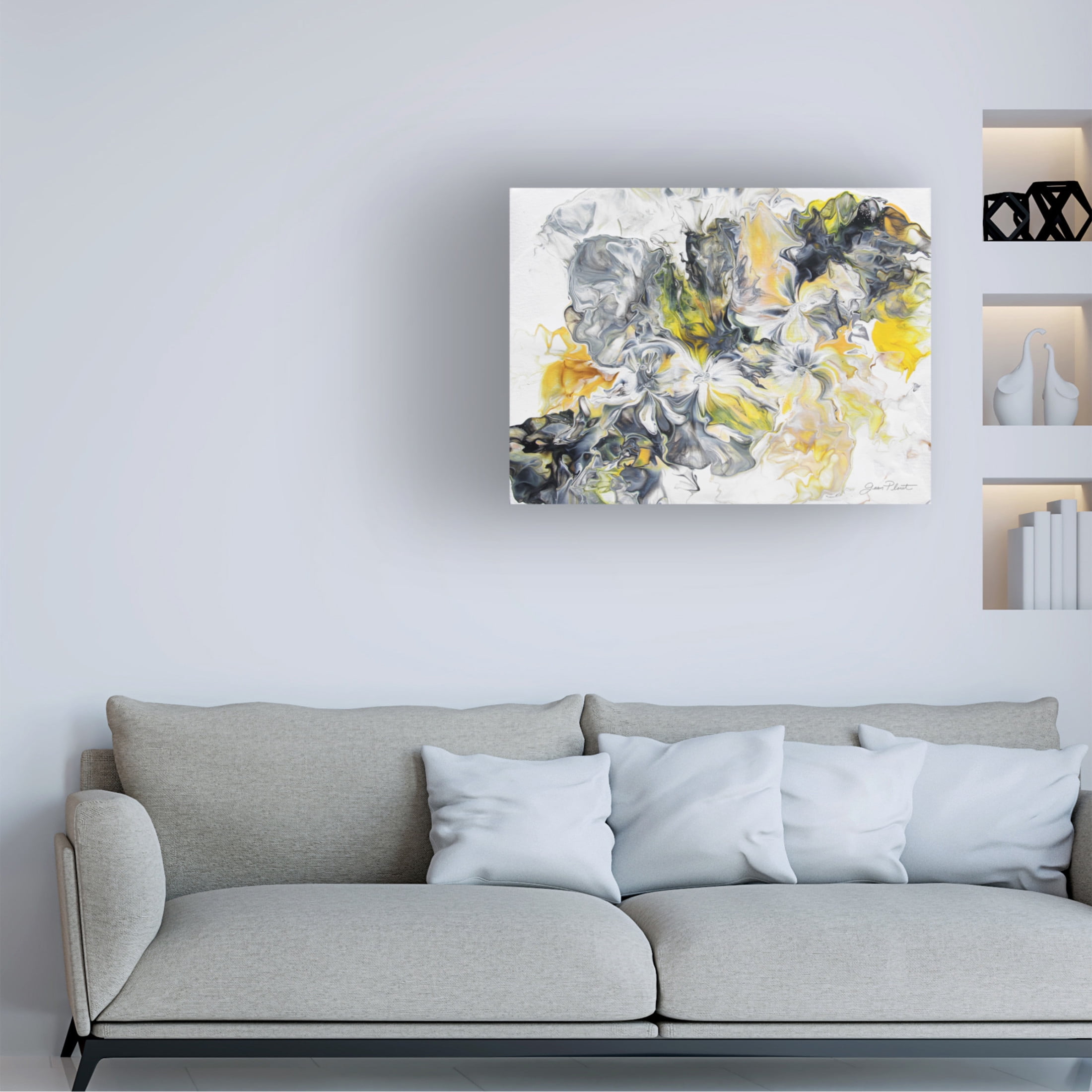 Canvas Wall Art - Jean Plout 'Abstract Pouring S' Wall Art for Living Room, Bedroom, or Office Décor by Trademark Fine Art - 19 x 14 Inches