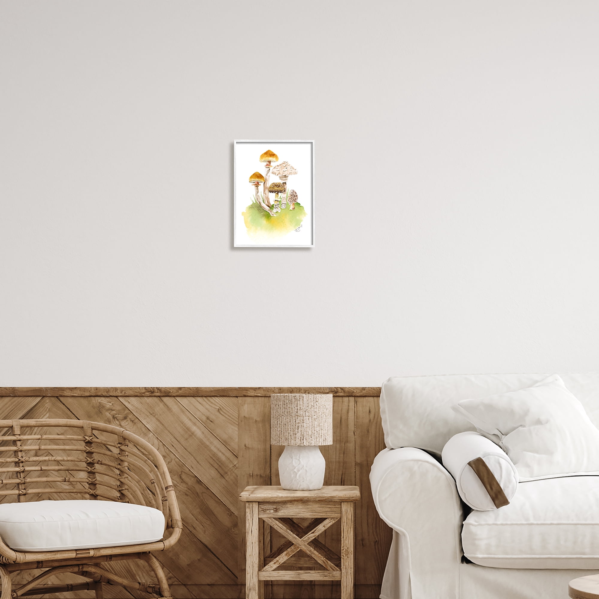 Stupell Industries Sprouting Brown Mushrooms Botanical & Floral Painting White Framed Art Print Wall Art, 11 x 14