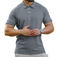 thumbnail image 2 of zfhfof Men's Polo Shirts Short Sleeve Slim Fit Casual Shirts Classic Stretch Ribbed Knit T Shirt Lightweight Fashion Golf Shirts, 2 of 6