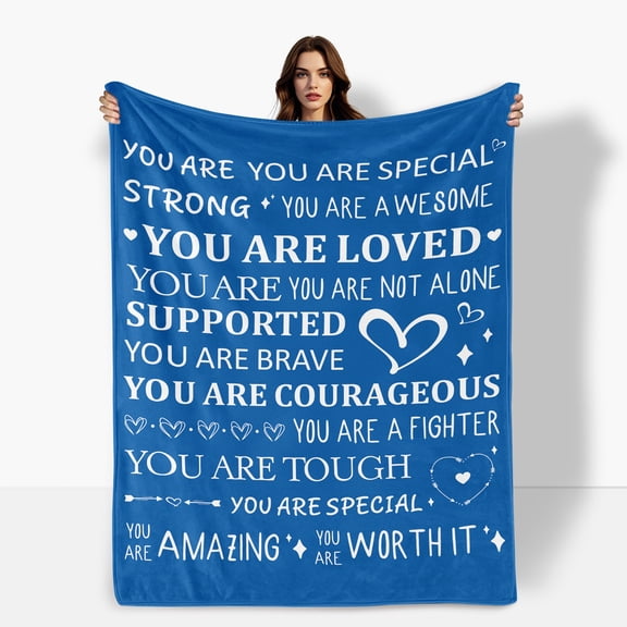 Blue Heart Design Cozy Fleece Blanket For Couples Encouraging Love And Togetherness Soft Warm Comfortable Ideal For Sofa Bed Travel Camping For Family Friends Shipped From USA
