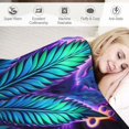 thumbnail image 3 of Nawypu  Cannabis Leaves Flannel Blanket Bohemian Mandala Sherpa Blanket Marijuana Weed Leaf Plush Blanket Galaxy Starry Sky Trippy Bed Blanket, Blue Purple Fuzzy Blanket Throw, 3 of 6