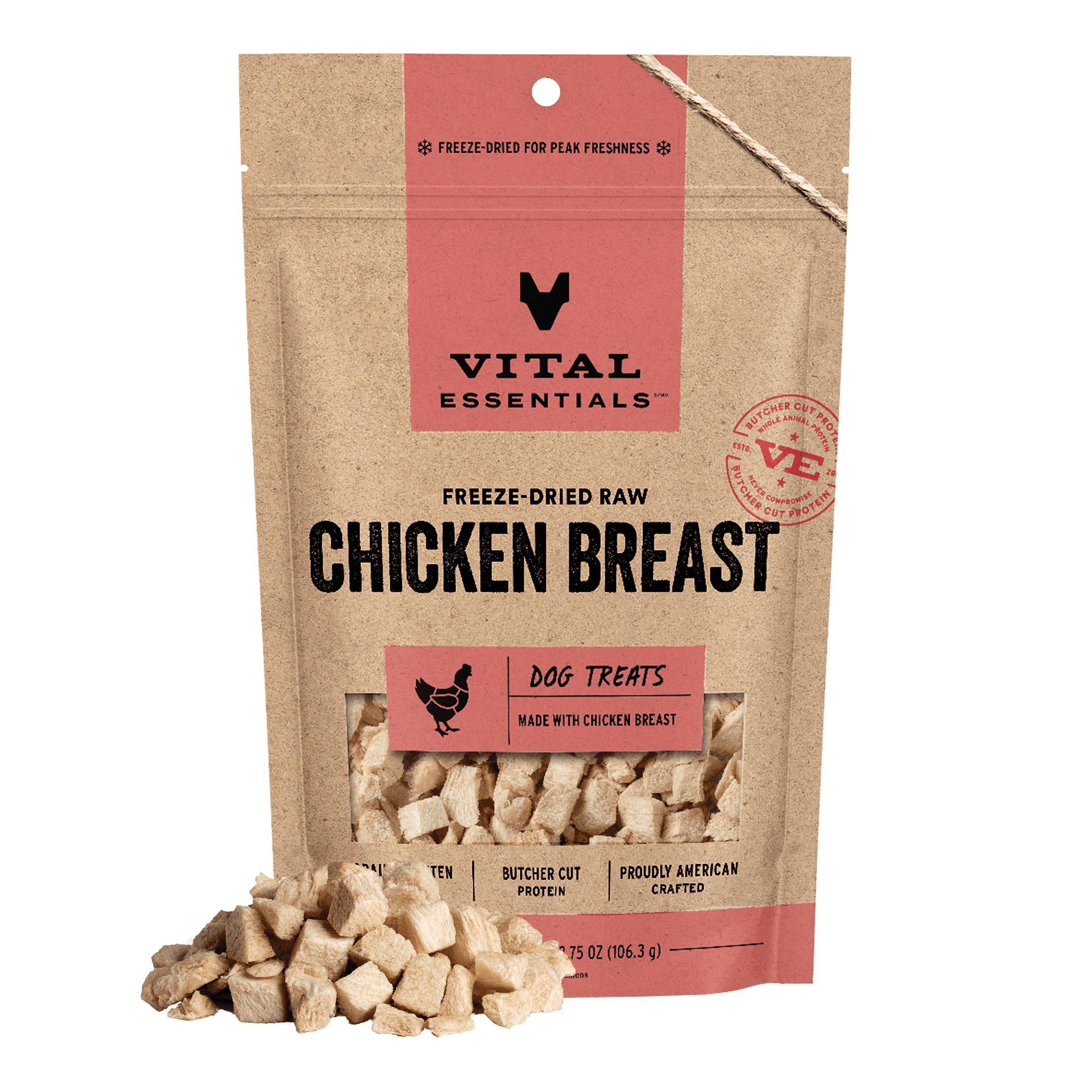 Vital Essentials Freeze Dried Dog Treats | Chicken Breast, Single Ingredient | Grain Free Training Treats for Dogs, 3.75 oz bag