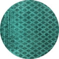 thumbnail image 1 of Ahgly Company Indoor Round Oriental Turquoise Blue Industrial Area Rugs, 3' Round, 1 of 4