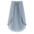 thumbnail image 4 of Women's Casual Pants Women'S Lace Up Chiffon Trousers Elastic Waist Casual Loose Wide Leg Skirt Casual Pants,Blue Women's Casual Pants XL, 4 of 4