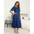 thumbnail image 3 of Ekouaer Women's House Dress with Pockets Long Nightgowns for Women House Dress Moo Moos for Women, 3 of 5