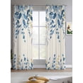 thumbnail image 2 of Blue Eucalyptus Sheer Curtains 84 Inch Length 2 Panels Set for Living Room/Bedroom, Farmhouse Weeping Leaves Linen Kitchen Curtains Grommet Semi-Sheer Curtains Drapes Window Treatments 42"x84"x2, 2 of 7