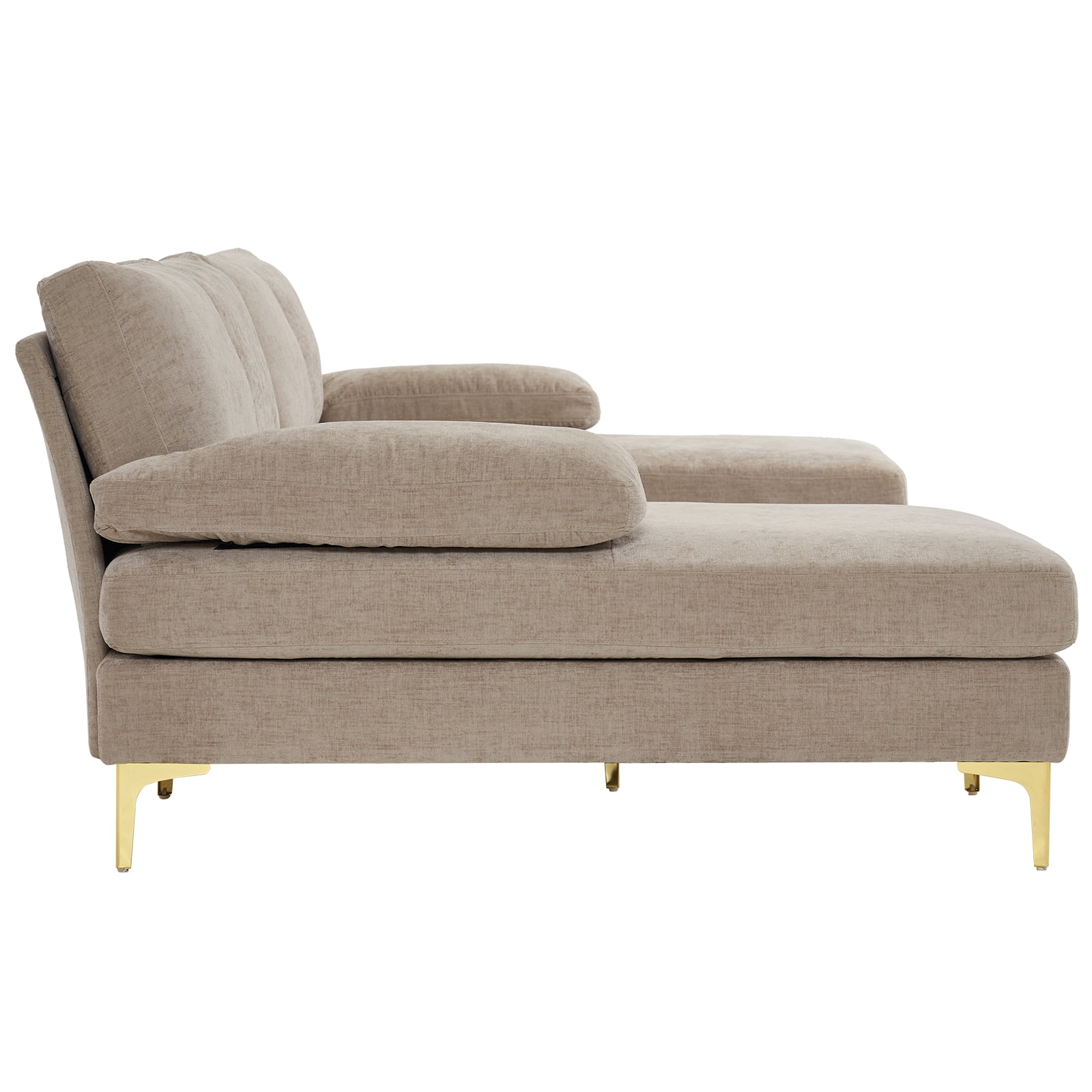 Ktaxon U-Shaped Chenille Sectional Sofa – 4-Seat Sleeper & Double Chaise