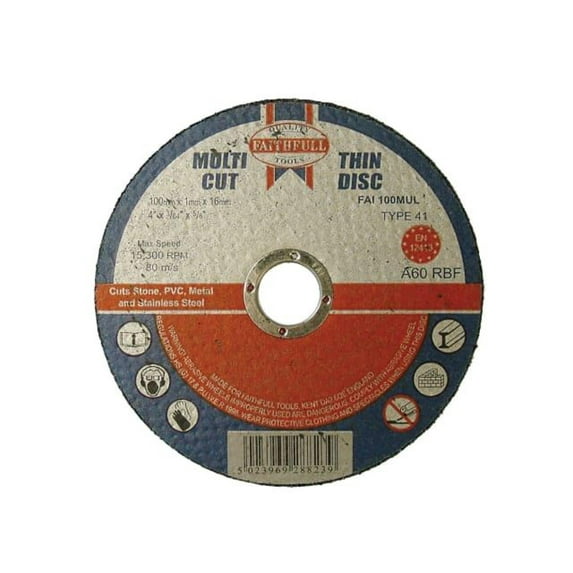 Faithfull - Multi-Purpose Cutting Disc 100 x 1.0 x 16mm (Pack 10)