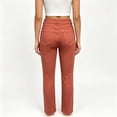 thumbnail image 4 of Women's High Waist Rust Straight Leg Jeans with Pockets, Stretch Casual Long Denim Pants, 4 of 8