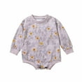 thumbnail image 1 of Body De Bebé Canastilla Onesies Para Niños Pequeños Otoño Primavera Niñas Niños Lindo Mameluco Manga Larga Botón Sudadera Monos Gris Odeerbi LM103-6255, 1 of 9