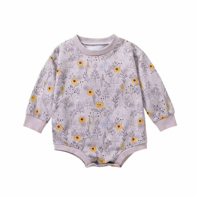 Body De Bebé Canastilla Onesies Para Niños Pequeños Otoño Primavera Niñas Niños Lindo Mameluco Manga Larga Botón Sudadera Monos Gris Odeerbi LM103-6255