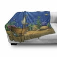thumbnail image 2 of Deep Sea Soft Flannel Fleece Blanket, Undersea World with a Ship Wreck and Different Inhabitants or Elements, Cozy Plush for Indoor and Outdoor Use, 50" x 60", Cobalt Blue Multicolor, by Ambesonne, 2 of 5