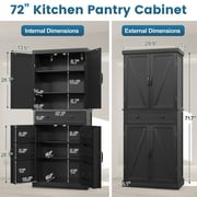 72 Kitchen Pantry Cabinet, ETASE Tall Pantry Storage Cabinet with Adjustable Shelves and Drawer, Black Kitchen Cabinet Buffet Cupboards Storage Cabinet for Home Office Use (Black)