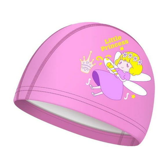Children Swimming Cap Cute Waterproof High Elastic Ear Protection Swimming Hat for Boys Girls Cartoon Kid Swimming Accessories pink Elf One Size