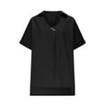 thumbnail image 5 of Olyvenn Women's Cotton Linen Shirts Casual V Neck Short Sleeve Blouse Loose Fit Vintage Summer Lapel Collar Tunic Tops Black S, 5 of 9
